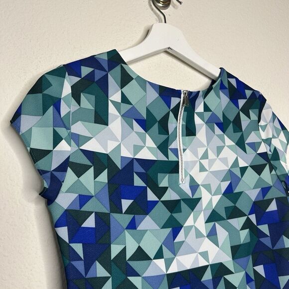 H&M Blue and Green Geometric Blouse 4 - Picture 5 of 7
